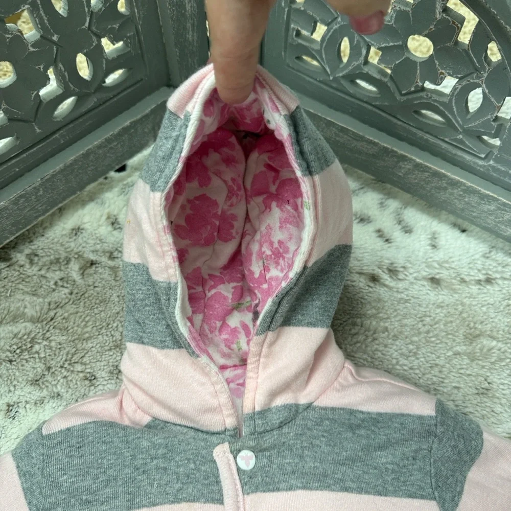 Burt’s Bees Baby reversible jacket girls 12-18 months floral stripes spring